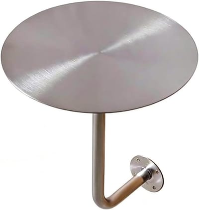 Ronde Accenttafel - Bijzettafel Wandmontage - Ruimtebesparend - Geborsteld RVS - 35cm Diameter - Zilverkleurig