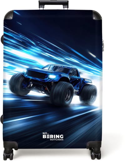 NoBoringSuitcases.com® - Koffer groot - Reiskoffer lichtgewicht - Monstertruck raast door lichtsnelheid - Rolkoffer met 4 wielen - Grote trolley XL - 98 liter bagage