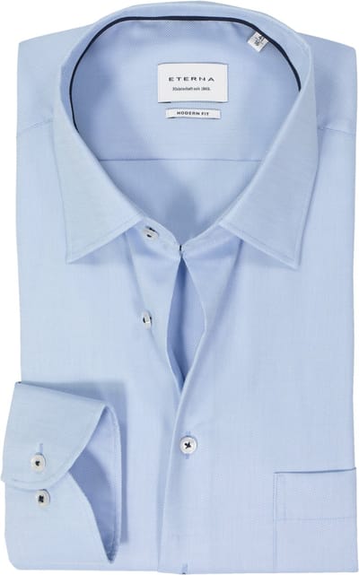 ETERNA modern fit overhemd - natte - lichtblauw - Strijkvrij - Boordmaat: 40 (EU maat: M)