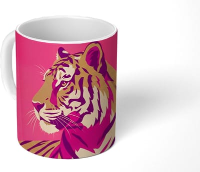 Mok - Koffiemok - Tijger - Modern - Neon - Mokken - 350 ML - Beker - Koffiemokken - Theemok