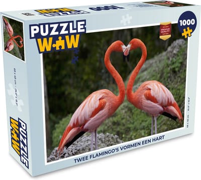 Puzzel Twee flamingo's vormen een hart - Legpuzzel - Puzzel 1000 stukjes volwassenen