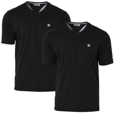 2-Pack Donnay - T-shirt (Berno) - Sportshirt - V-hals shirt - Heren - Black (020) - maat S
