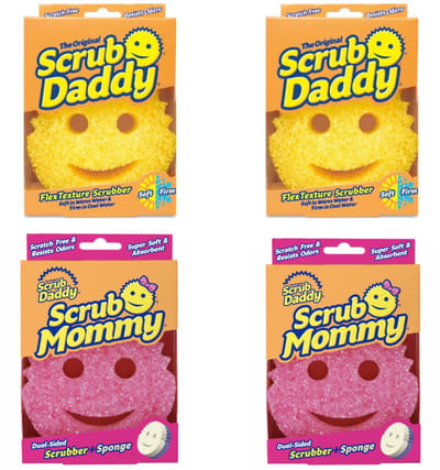 Scrub Daddy & Scrub Mommy Sponsen Pakket – 2x Scrub Daddy + 2x Scrub Mommy – Krasvrij en Duurzaam