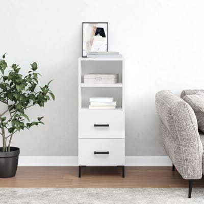 vidaXL - Dressoir - 34,5x34x90 - cm - bewerkt - hout - hoogglans - wit