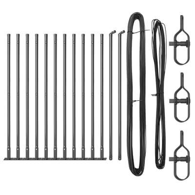 vidaXL - Hekpaal - met - betonnen - voet - 13 - st - Grijs - Gepoedercoat - staal
