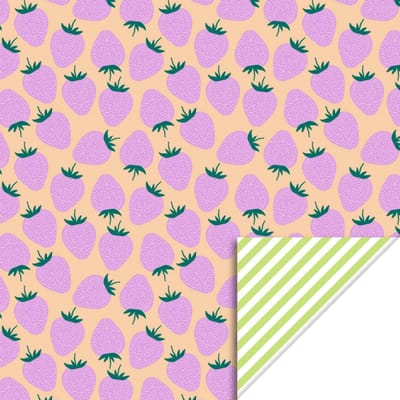 Het Inpakhuis - Cadeaupapier - Inpakpapier - Kadopapier - Strawberry Pink - Stripe Lime - Aardbei - Strepen - 70cm x 3mtr