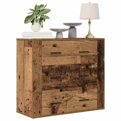 vidaXL - Dressoir - 80x33x70 - cm - bewerkt - hout - oud - houtkleurig