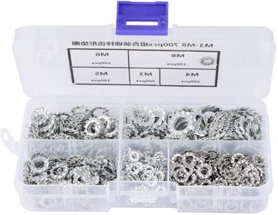 Assortiment van geknurlde ringen 13×7×3 - 700 stuks verzinkte vergrendelringen, platte set voor M3 M4 M5 M6 M8 bevestigingswerkzaamheden