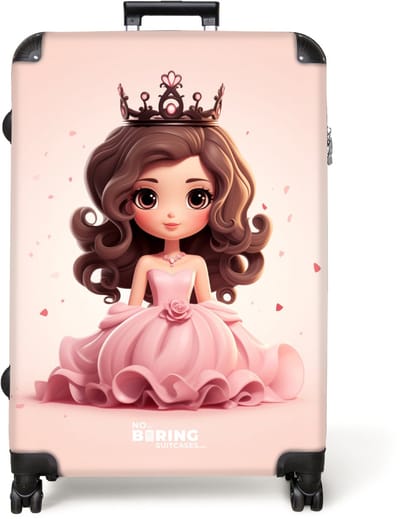 NoBoringSuitcases.com® - Koffer groot - Reiskoffer lichtgewicht - Portret van een prinses met roze jurk - Rolkoffer met 4 wielen - Grote trolley XL - 98 liter bagage