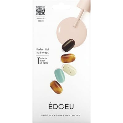 Edgeu, Perfect Gel Nail Wrap, ENA 212, Brown Sugar Bonbon Chocolat, ensemble de 19 pièces