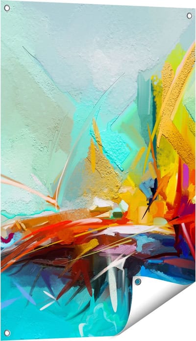 Gards Tuinposter Abstracte Kunst - Kampvuur - 60x90 cm - Tuindoek - Tuindecoratie - Wanddecoratie buiten - Tuinschilderij