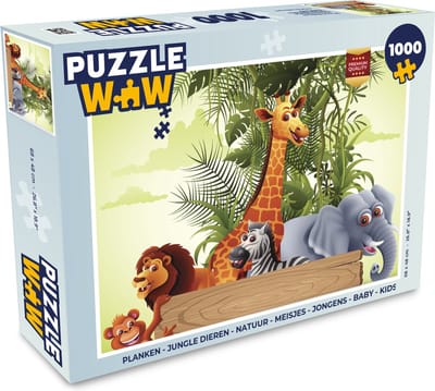 Puzzel Jungle dieren - Natuur - Planken - Kinderen - Giraffe - Legpuzzel - Puzzel 1000 stukjes volwassenen