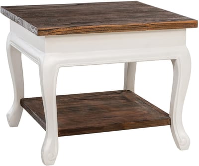 CLP Salontafel met opbergruimte Thordis - vierkant - 60x60 cm - 2-laags - bijzettafel - Shabby Chic rustiek - hout - donkerbruin