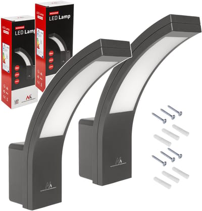 Maclean MCE343 GR LED gevellamp, 2 stuks buiten wandlamp - 800lm - 10W IP54 - grijs, natuurlijk wit (4000K)