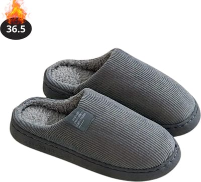 Nivard Warme Pantoffels - Sloffen - Slippers - Dames - Heren - Pluche - Maat 36.5 - Grijs