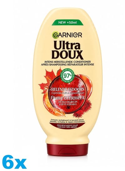 Garnier Ultra Doux Conditioner Helende Esdoorn – 6 x 250 ml – Castorolie & Esdoornsap – Voor Zeer Beschadigd Haar