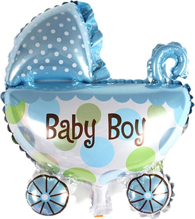 DW4Trading Ballon Kinderwagen Boy - Babyshower - Feestversiering - Decoratie - 20x30cm - Blauw