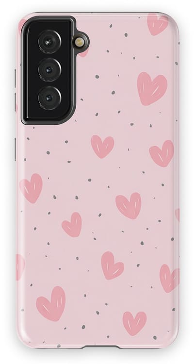 Tough Hoesje met Hartjes Samsung Galaxy S21 | Little Love Tough Case Geschikt voor Mag | Hartjes Print Backcover Samsung Galaxy S21 Pink Blush