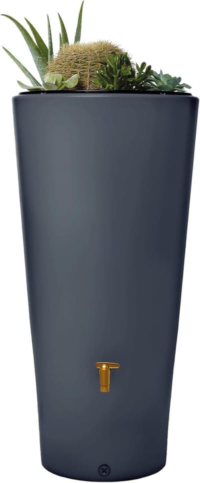 Regenton 220L met Geïntegreerde Plantenbak - Opvangbak voor Regenwater - Grafiet