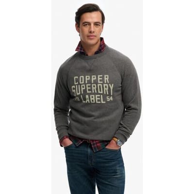 Superdry The Merchant Store Vintage Print Sweatshirt Dark Grey Grootte: Xxxl