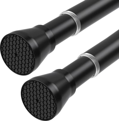 Green Harmony Zwarte douchegordijnstang - uitschuifbare gordijnroede 70-130 cm - 2 stuks - netto gordijnroede - spanstangen voor gordijnen - uitschuifbare douchegordijnroede - telescopische gordijnroede zonder boren gordijnroede zonder boren 300cm