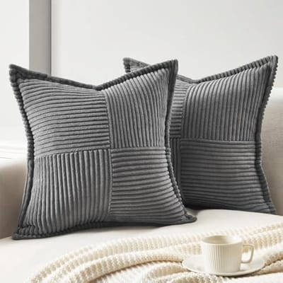 Unyqoos ® Donkergrijze Corduroy Kussenhoezen Set voor Sierkussens in Woonkamer, Slaapkamer en Kantoor