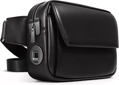 Echte leren schoudertas met vingerafdrukontgrendeling, diefstalbestendig en USB-C opladen, uniseks ontwerp voor veelzijdige opslag