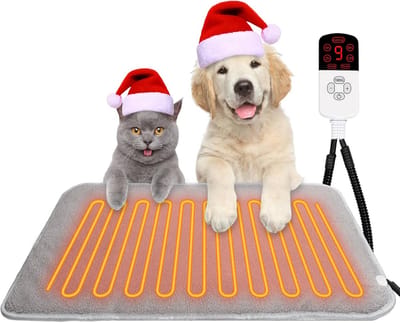 Verwarmingsmat voor huisdieren, 60 x 90 cm, instelbare temperatuur van 20 °C tot 55 °C, waterdicht en met 4 timers voor optimale veiligheid