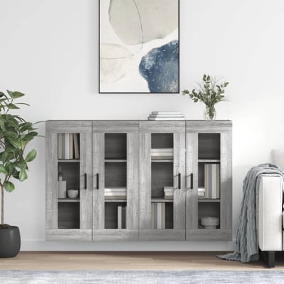 vidaXL - Hangkasten - 2 - st - bewerkt - hout - grijs - sonoma - eikenkleurig