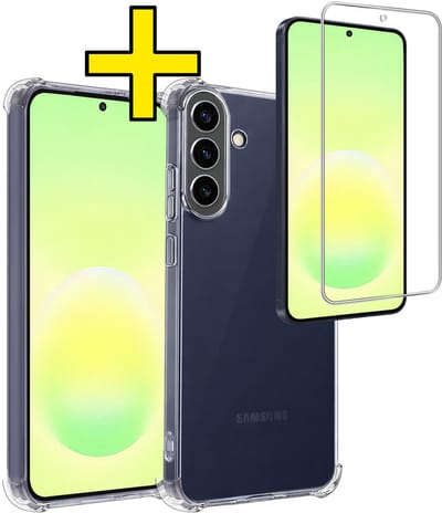 Hoesje - Met Screenprotector - Geschikt voor Samsung Galaxy A57 - Sterk & Shockproof - Siliconen Case - Back Cover - Telefoon Hoes - Shock Proof - Telefoonhoesjes - Transparant