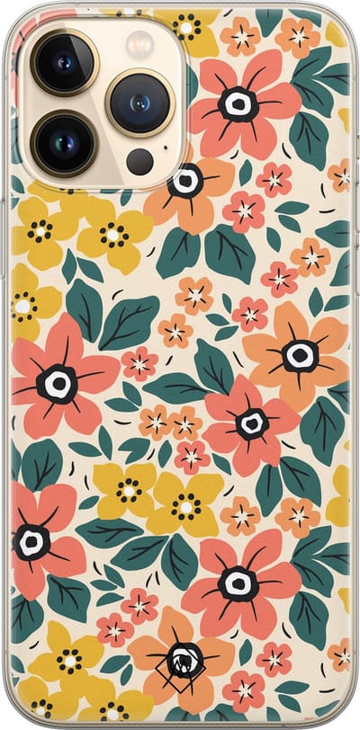 Casimoda® hoesje - Geschikt voor iPhone 13 Pro Max - Blossom - Siliconen/TPU telefoonhoesje - Backcover - Bloemen - Multi