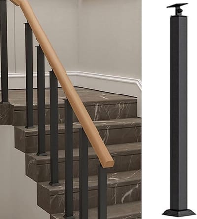 Trapleuning Palen - Steunpalen Balustrade - Veiligheid Verhoging - 270° Verstelbaar - 76-91 cm Hoog - Zwart