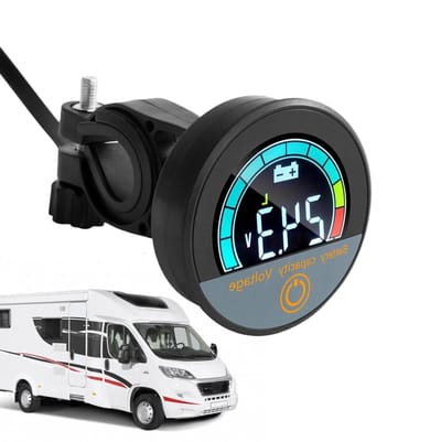 Accuspanningsmeter - Batterijmonitor - Voertuigonderhoud - Alarmfunctie - 5.5 cm - Zwart
