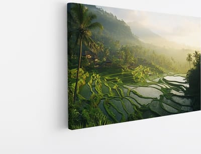 Saammp Canvas Schilderij - Natuur - Rijstveld - Bali - landschap - 45x30 - Foto op canvas - Wanddecoratie - Muurdecoratie Woonkamer - Slaapkamer decoratie - Canvas Print