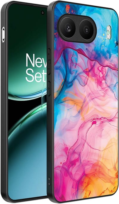 Smartphonica Telefoonhoesje Geschikt voor OnePlus Nord 4 met Regenboog Acryl Marmer Opdruk - TPU Backcover Case Rainbow Acrylic Marble Design geschikt voor OnePlus Nord 4
