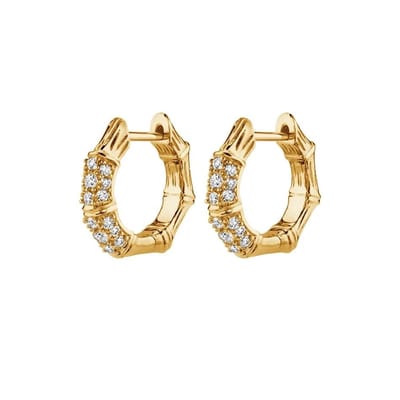 Mini Bamboo oorringen - 18K Gold Vermeil - 925 Sterling Zilver - Zirconia