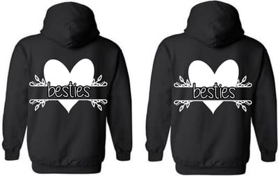 Hoodie set voor vriendinnen-Cadeau voor je beste Vriendin-Besties met hart-Maat S