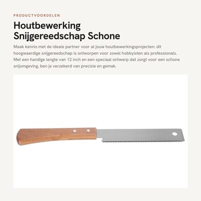 Solidchoice- Snijgereedschap Houtbewerking - Handzaag met Beukenhouten Handvat - Koolstofstalen Zaagblad - Fijn Zagen - Hoge Werk efficiëntie - Schone Snijomgeving