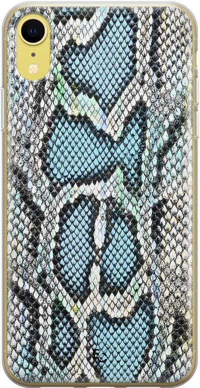 Hoesje geschikt voor iPhone XR - Slangenprint - Soft Case - TPU - Slangenprint - Blauw - ELLECHIQ