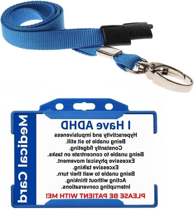 ADHD Badge Lanyard - Nonverbale Kaart - Bewustzijn Tonen - Waterproof Plastic - 8.6 x 5.4 cm - Blauw