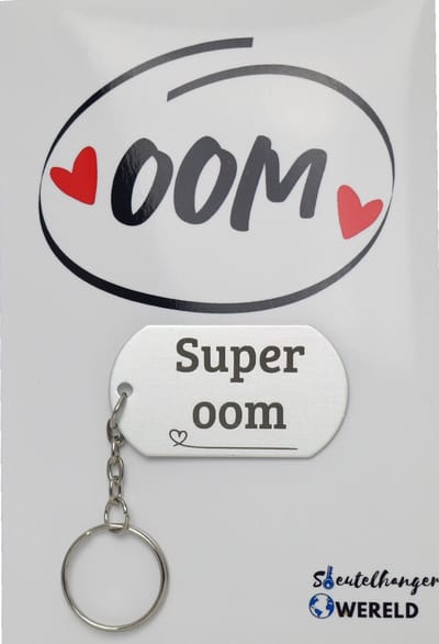 Super oom Sleutelhanger inclusief kaart - oom cadeau - cadeaupakket - verjaardag - Leuk kado voor je oom om te geven - 2.9 x 5.4CM