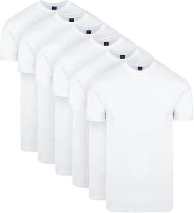 Suitable Obra T-Shirt Hoge ronde Hals Wit 6-Pack - Maat S - Heren - Basic T-shirt - Ondershirt