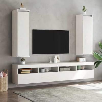 vidaXL - Wandkasten - 2 - st - 30x30x100 - cm - massief - grenenhout - wit