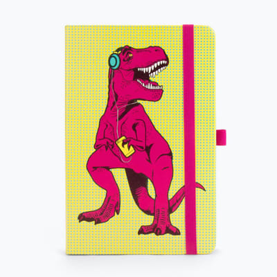 Mustard Desktop Notitieboekje - A5-formaat - 180 Pagina's - T-Rex - Magenta