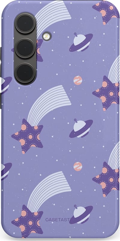 Casetastic Hoesje Geschikt voor Samsung S24 - Stijlvolle Beschermende Duo-layer Case - Sterrenhemel Lila