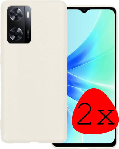 Hoesje 2 Stuks - Geschikt voor OPPO A57 - Sterk & Shockproof - Case Siliconen - Back Cover - Telefoon Hoes - Wit
