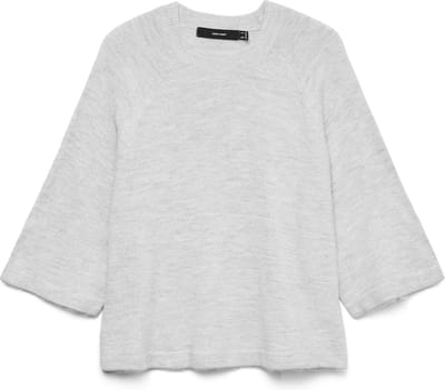 Vero Moda Trui Vmlefile 3/4 O-neck Pullover Noos 10336416 Light Grey Melange Dames Maat - S