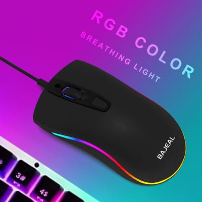 Gaming Muis Zwart – RGB Verlichting – USB – 3 Instelbare DPI (800/1200/1600) – Ergonomisch – Bedrade Muis voor PC & Laptop