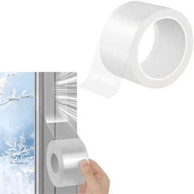 1 rol - Raam winddichte tape - Transparante deur- en raamafdichtingstape - Raamafdichtingstape - Zelfklevende afdichtingsstrip - Waterdicht - Laat geen resten achter - Warmte-isolerend - Voorkomt tocht - Transparant - 50mm x 10m