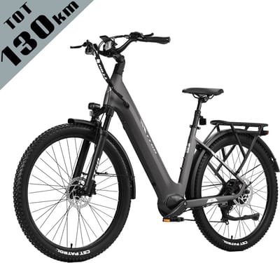 TTGO Z3 Elektrische Fiets – 48V 15Ah Accu (720Wh) – Achterwielmotor – Actieradius tot 130 km – 27.5×2.4 Inch Banden – LCD Display – Shimano 7 Versnellingen – Hydraulische Schijfremmen – Stadsfiets – Max. Belastbaar 125 kg – Grijs